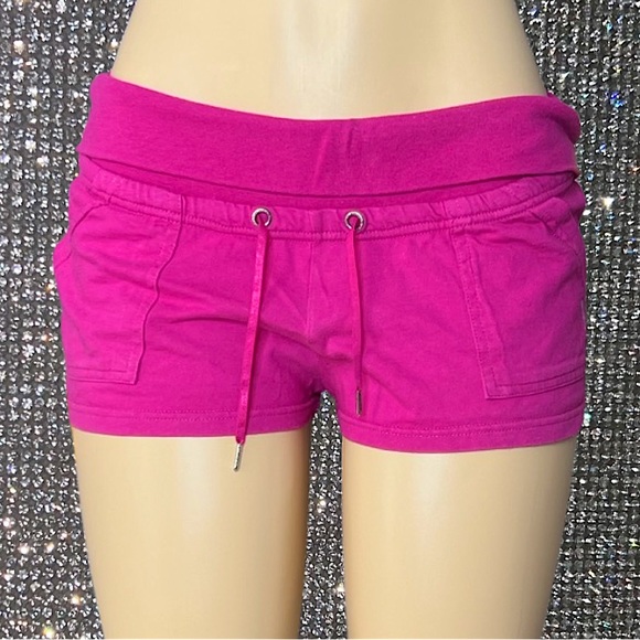 Seafolly Pants - Seafolly Australia shorts pink booty mini pockets fuchsia y2k fold down waist